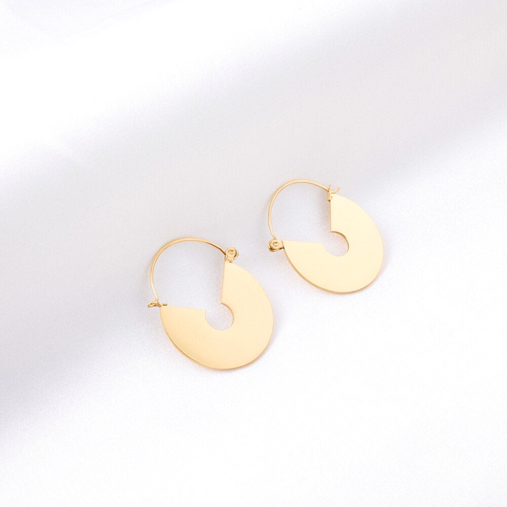 Gold Color Round Hoop Earrings Bijoux Female NO Fade Stainless Steel Star Earring Fashion Jewelry New Punk Jewelry asonjewelry